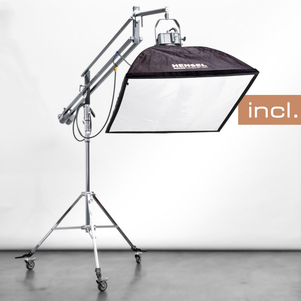 Galgenstativ für Foto und Film mit Softbox in Mietstudio