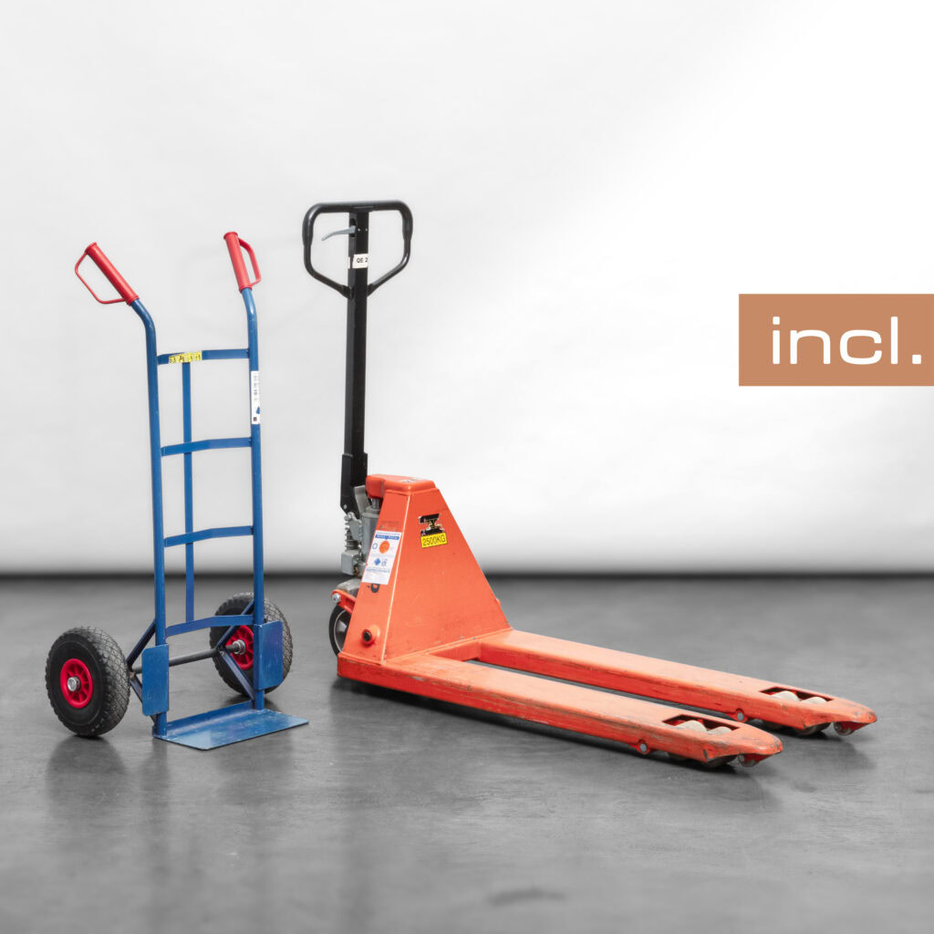 Sackkarre und Hubwagen in einem Mietstudio